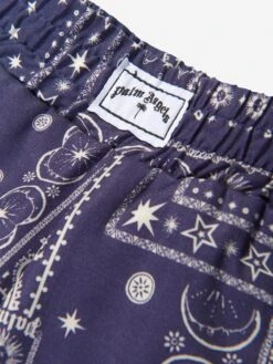 Palm Angels Boys Astro Paisley Shorts In Navy 6 Palm Angels Boys Astro Paisley Shorts In Navy -Childrens Clothing Store PALS4030 NAVY BLUE 3