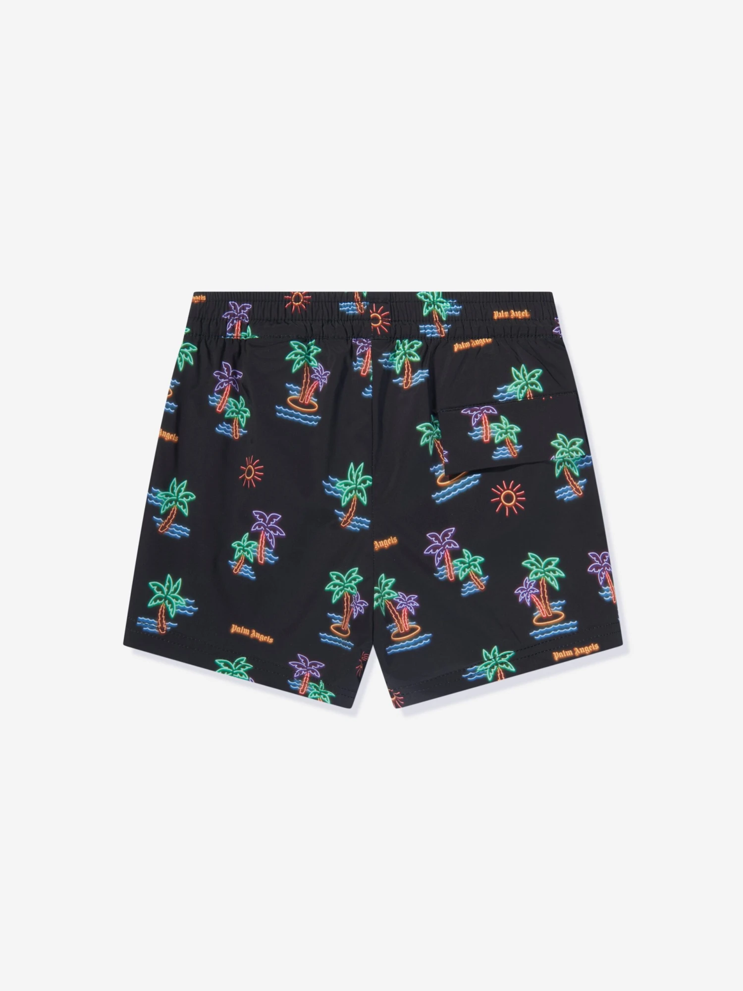 Palm Angels Boys Neon Palms Swim Shorts In Black 2 Palm Angels Boys Neon Palms Swim Shorts In Black - Image 2