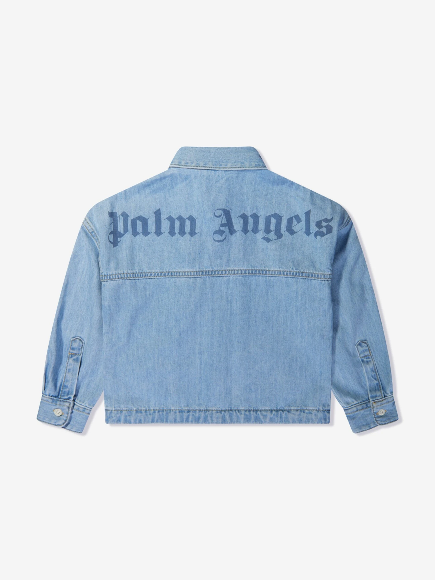 Palm Angels Boys Track Chambray Oversized Shirt In Blue 2 Palm Angels Boys Track Chambray Oversized Shirt In Blue - Image 2