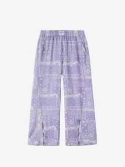 Palm Angels Girls Astro Paisley Trousers In Purple