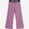 Palm Angels Girls Logo Band Flare Leggings In Purple