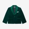 Boys Velvet Blazer In Green
