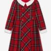 Girls Tartan Pleated Dress In Red