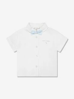 Boys Short Sleeve Shirt With Bow Tie In Blue