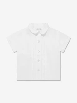 Boys Short Sleeve Linen Shirt In White