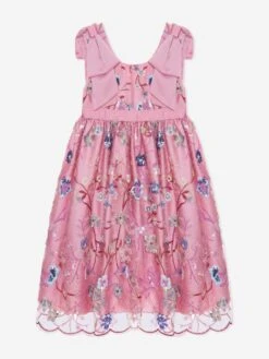 Girls Embroidered Party Dress In Pink