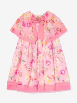 Girls Floral Party Dress In Pink
