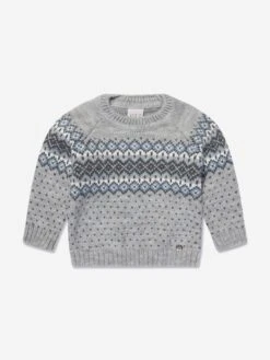 Boys Wool Knitted Jumper In Grey