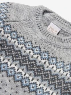 Boys Wool Knitted Jumper In Grey 7 Boys Wool Knitted Jumper In Grey -Childrens Clothing Store PAZA3044 GREY 4