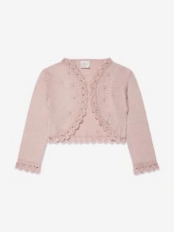 Girls Knitted Ceremony Cardigan In Pink