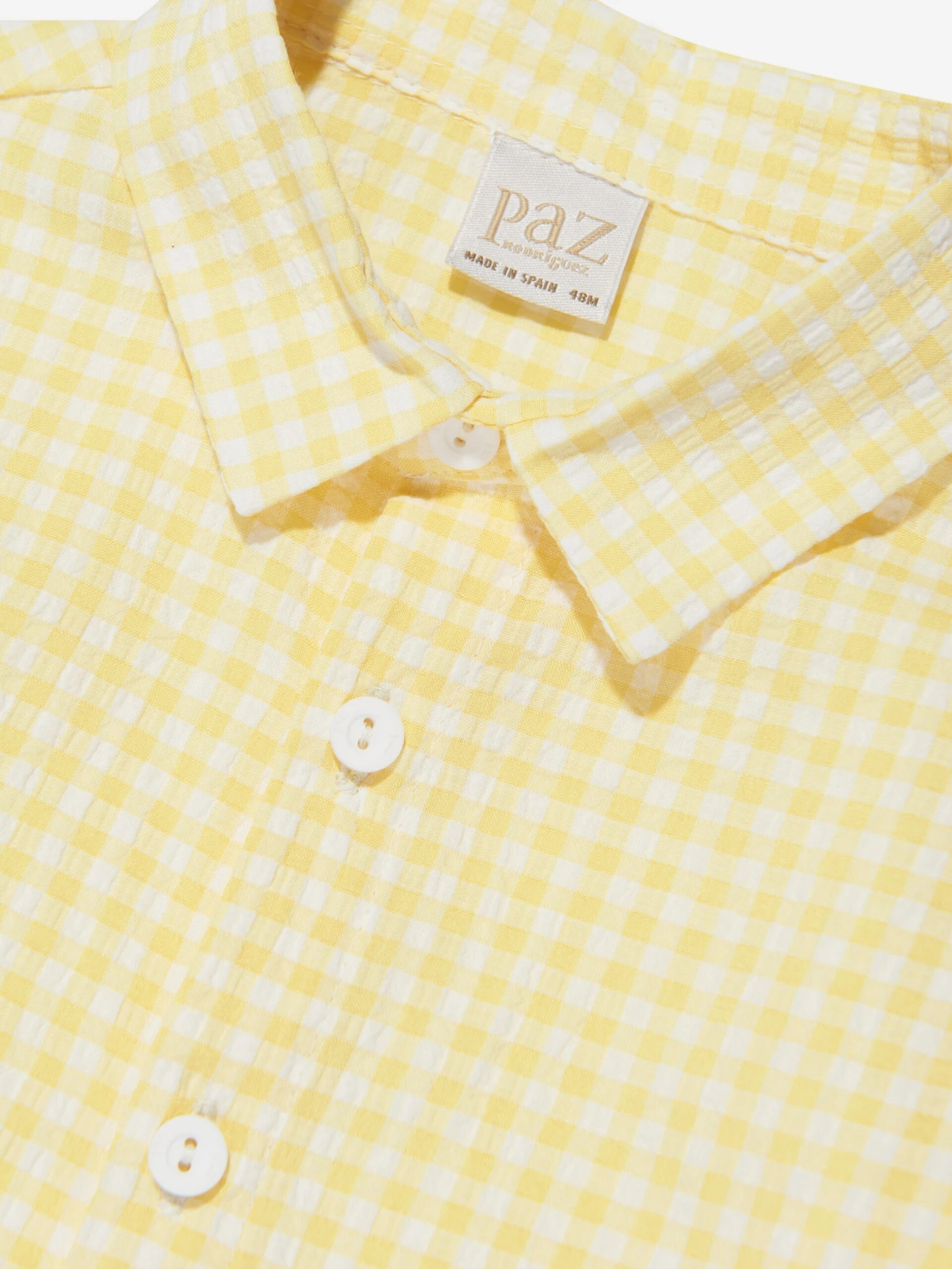 Boys Gingham Shirt In Yellow 4 Boys Gingham Shirt In Yellow - Image 4
