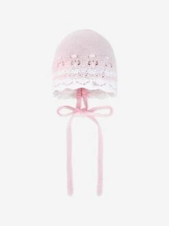 Baby Girls Knitted Bonnet In Pink