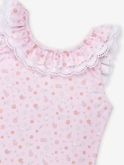 Girls Floral Print Swimsuit In Pink -Childrens Clothing Store PAZS4052 PINK 3