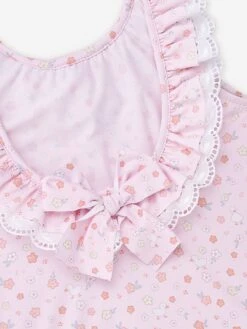 Girls Floral Print Swimsuit In Pink -Childrens Clothing Store PAZS4052 PINK 4