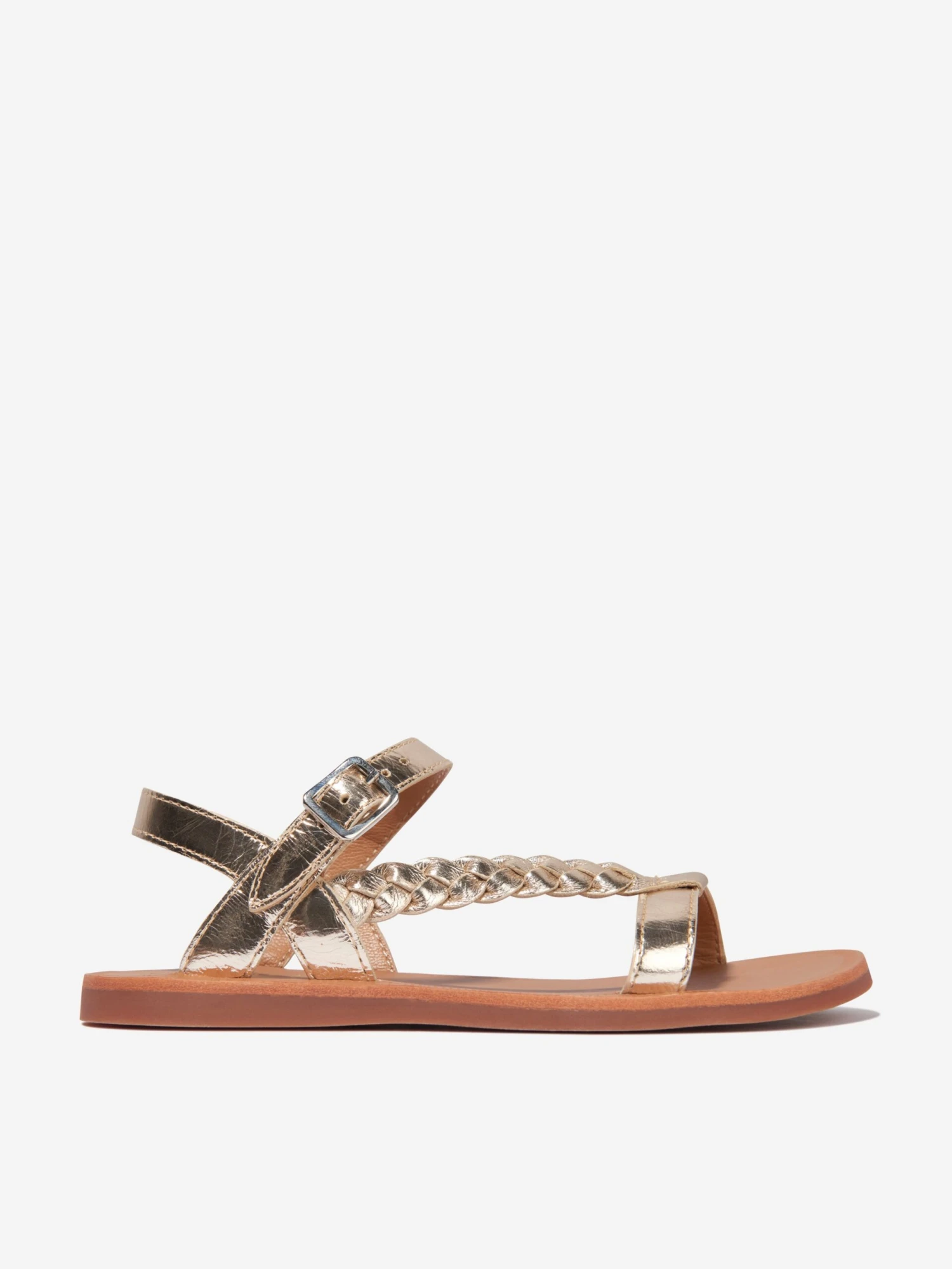 Pom D'Api Girls Leather Plagette Antik Sandals In Gold 1 Pom D'Api Girls Leather Plagette Antik Sandals In Gold