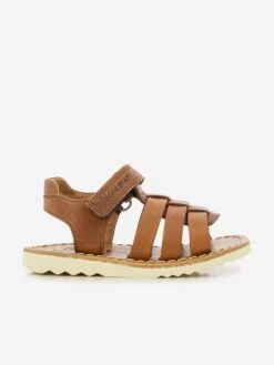 Pom D'Api Boys Leather Waff New Sandals In Brown