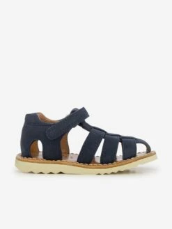 Pom D'Api Kids Leather Waff Papy Sandals In Navy