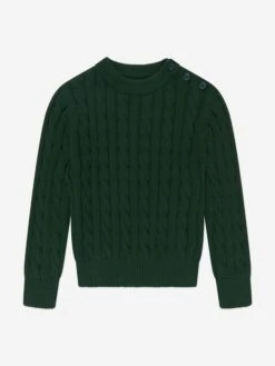 Boys Cable Knit Jumper In Green