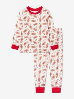 Kids Gingerbread Pyjamas In White