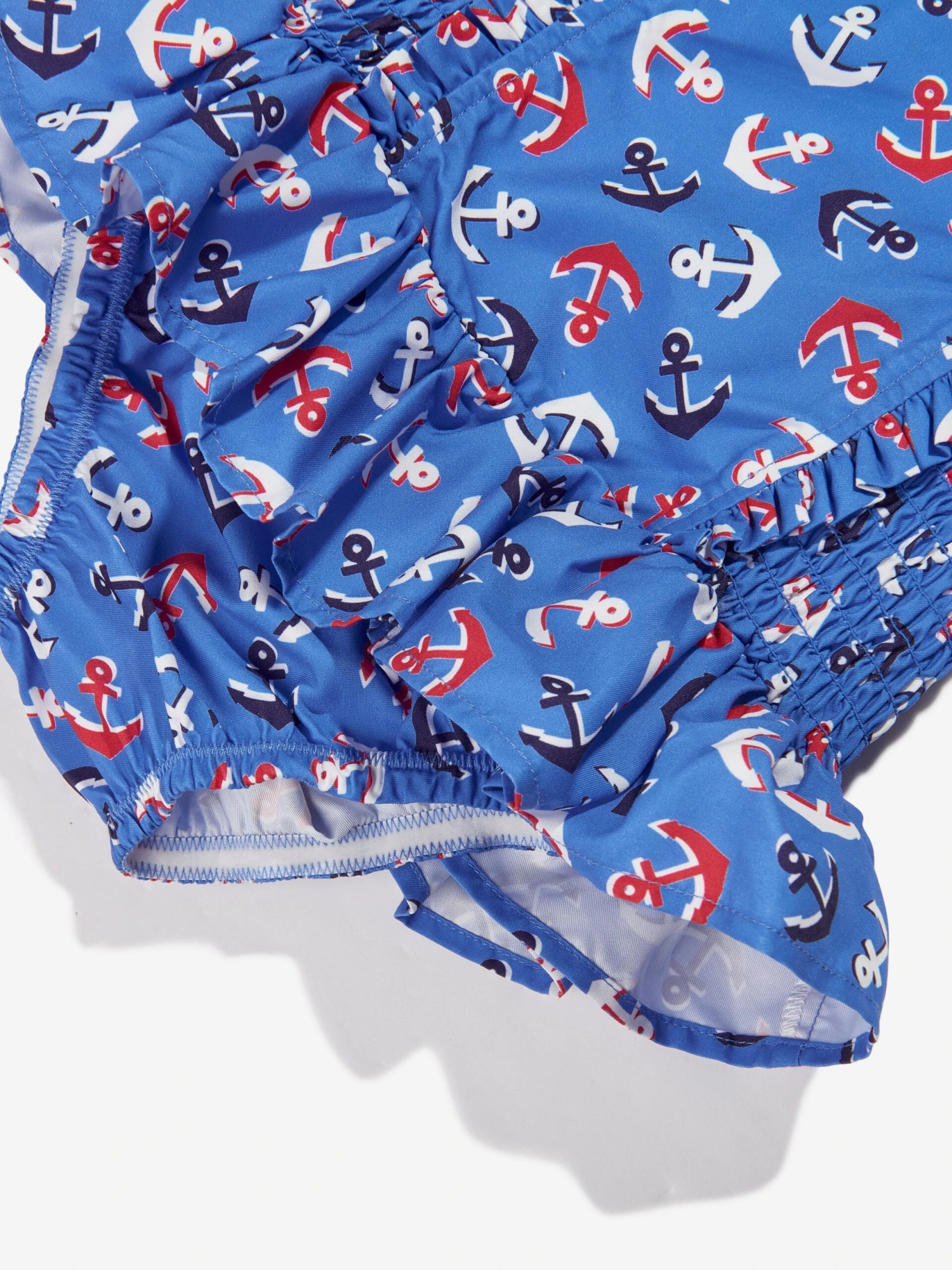 Girls Anchor Ruched Swimsuit In Blue 9 Girls Anchor Ruched Swimsuit In Blue - Image 9