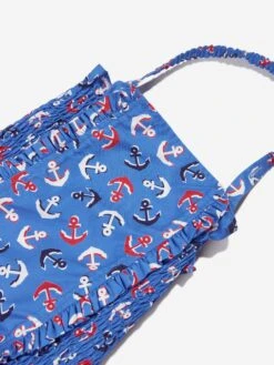 Girls Anchor Ruched Swimsuit In Blue 11 Girls Anchor Ruched Swimsuit In Blue -Childrens Clothing Store RACS4017 BLUE 3