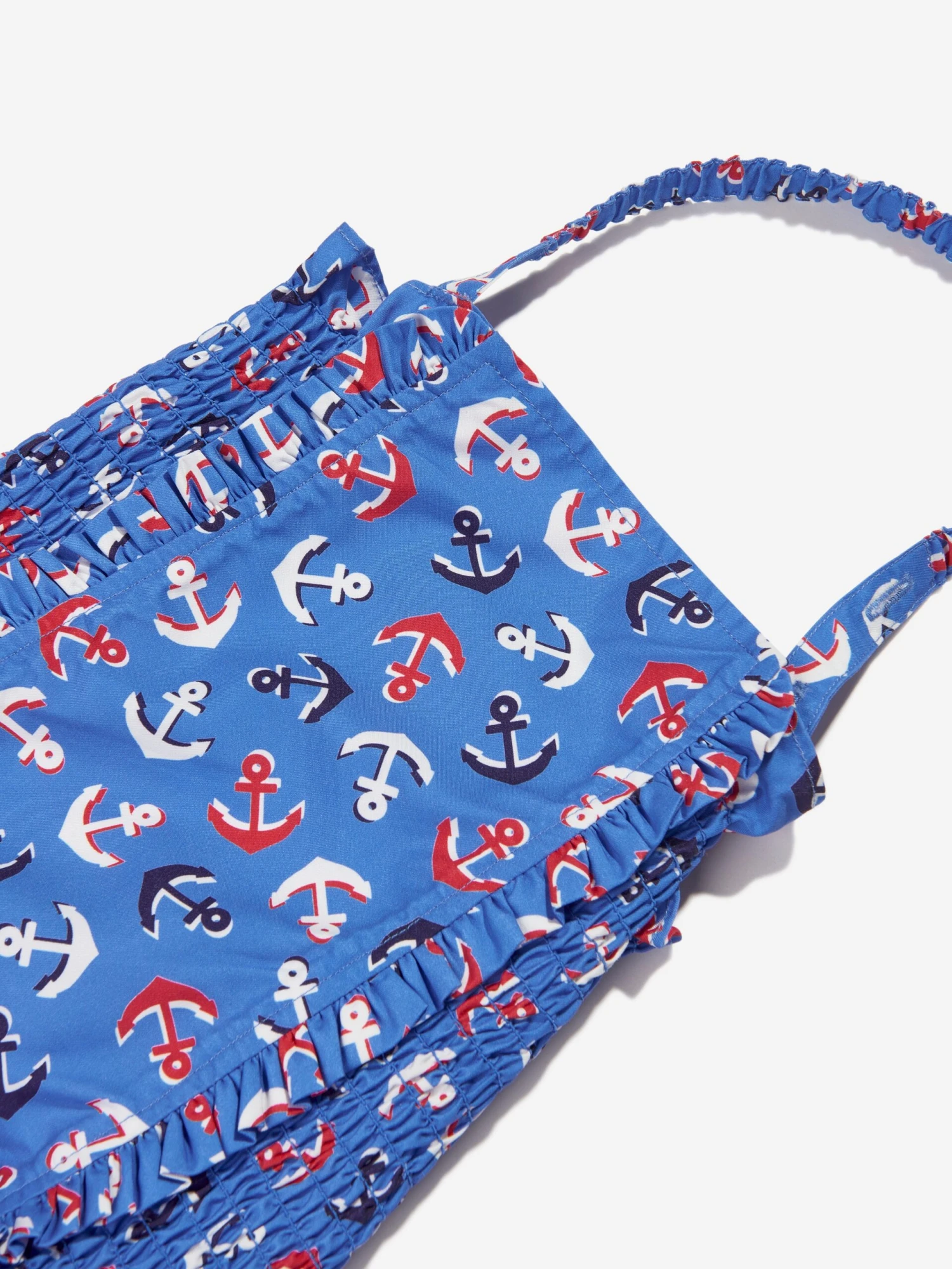 Girls Anchor Ruched Swimsuit In Blue 3 Girls Anchor Ruched Swimsuit In Blue - Image 3