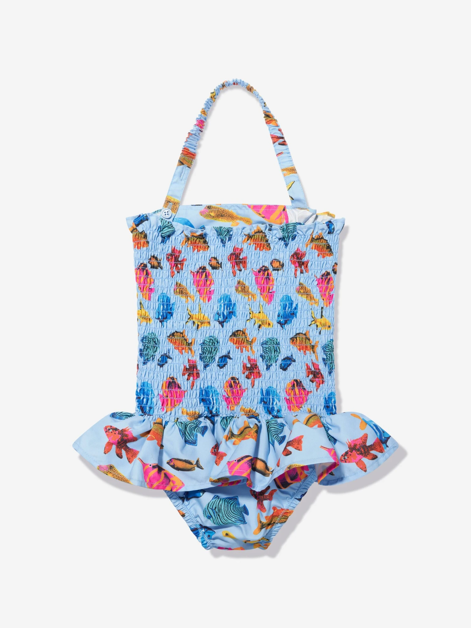 Girls Tropical Fish Ruched Swimsuit In Multicolour 2 Girls Tropical Fish Ruched Swimsuit In Multicolour - Image 2