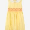 Girls Pinstripe Smocked Dress In Yellow