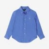 Boys Linen Logo Shirt In Blue