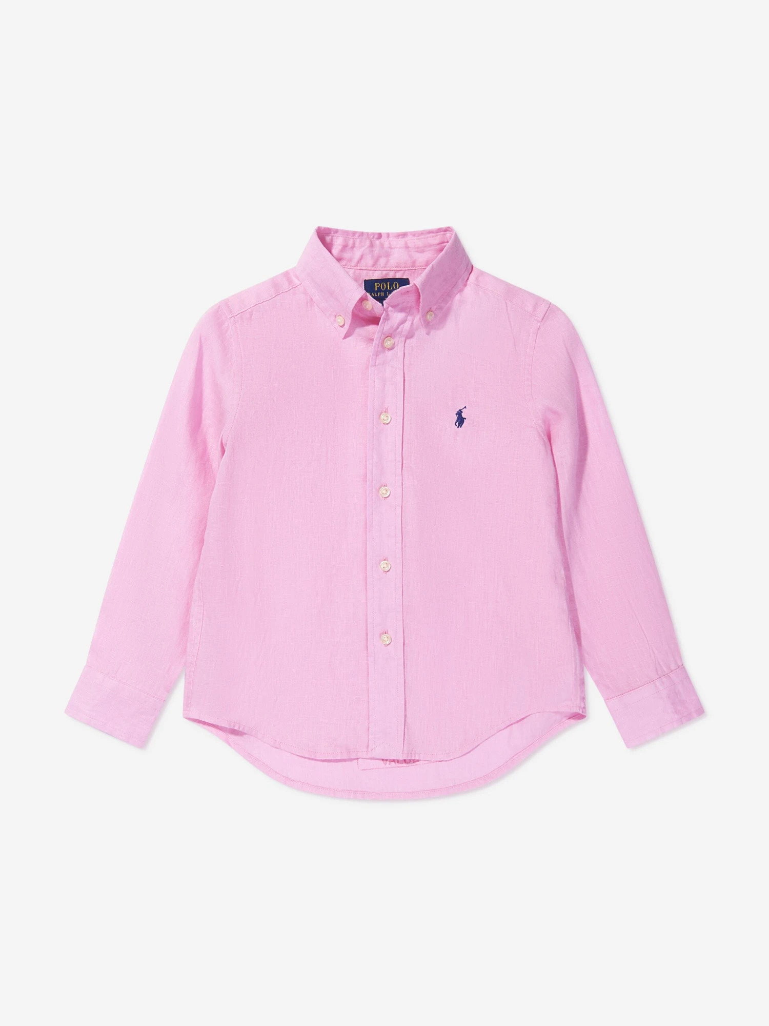 Boys Linen Logo Shirt In Pink 1 Boys Linen Logo Shirt In Pink