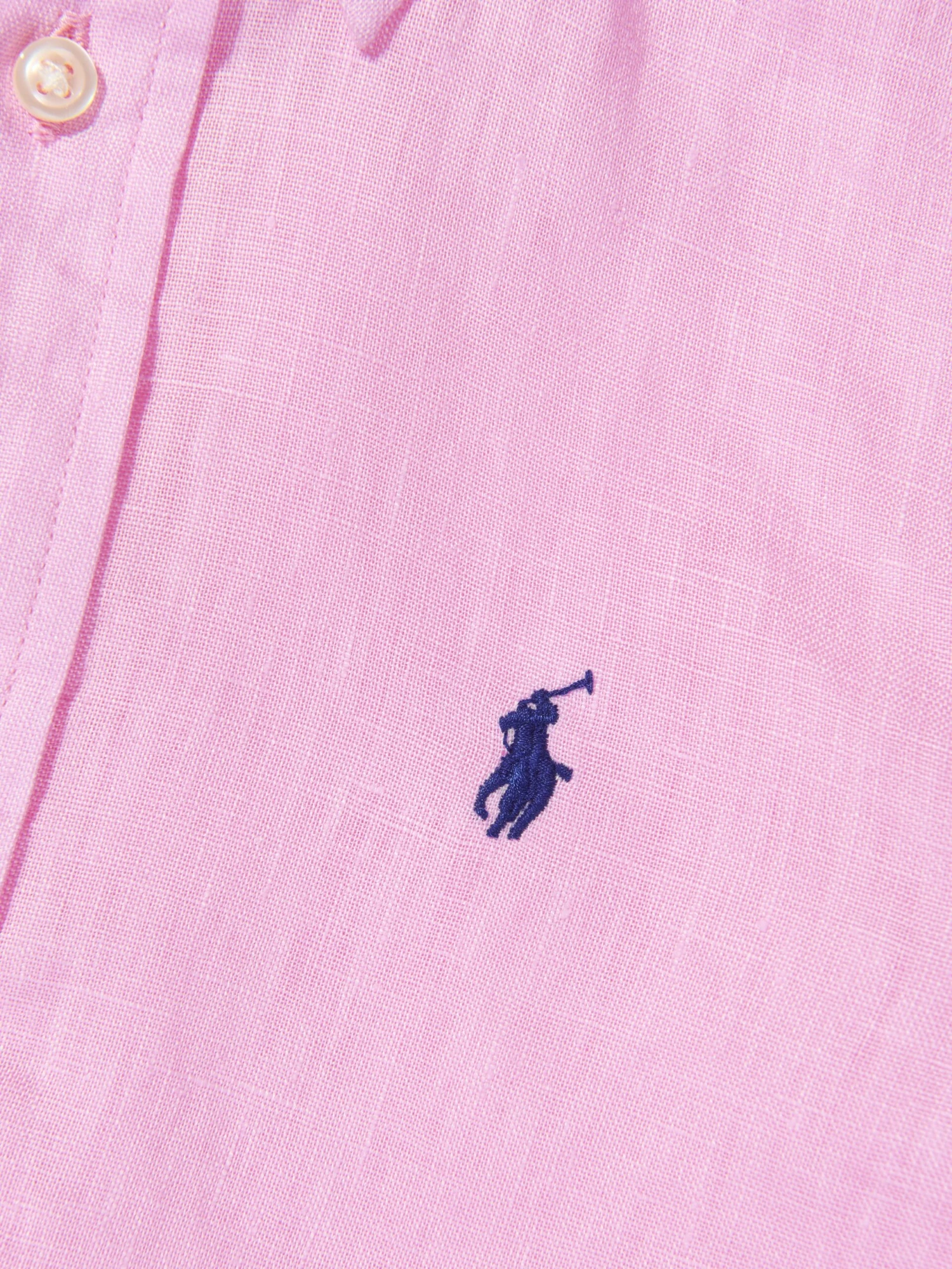 Boys Linen Logo Shirt In Pink 3 Boys Linen Logo Shirt In Pink - Image 3