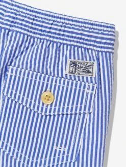 Boys Seersucker Swim Shorts In Blue -Childrens Clothing Store RALS3340 CRUISE ROYAL SEERSUCKER 4