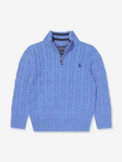 Boys Half Zip Jumper In Blue