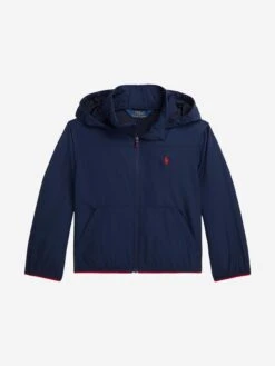 Boys Hooded Windbreaker In Navy