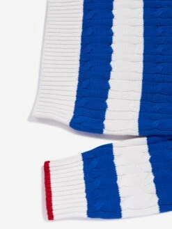 Boys Striped Cable Knit Jumper In Blue -Childrens Clothing Store RALS4102 SAPPHIRE STAR DECKWASH WHITE 4