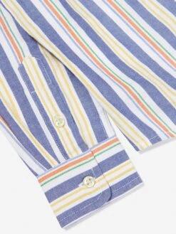 Boys Striped Oxford Shirt In Blue 7 Boys Striped Oxford Shirt In Blue -Childrens Clothing Store RALS4107 6268A BLUE WHITE MULTI 4
