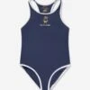 Girls Embroidered Bear Swimsuit In Navy