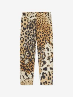 Roberto Cavalli Girls Jaguar Skin Print Leggings In Brown