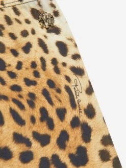 Roberto Cavalli Girls Jaguar Skin Print Leggings In Brown -Childrens Clothing Store ROBA4006 BROWN 3