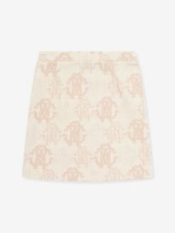 Roberto Cavalli Girls AOP RC Cotton Skirt In Beige 13 Roberto Cavalli Girls AOP RC Cotton Skirt In Beige -Childrens Clothing Store ROBA4008 BEIGE 2