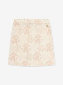 Roberto Cavalli Girls AOP RC Cotton Skirt In Beige