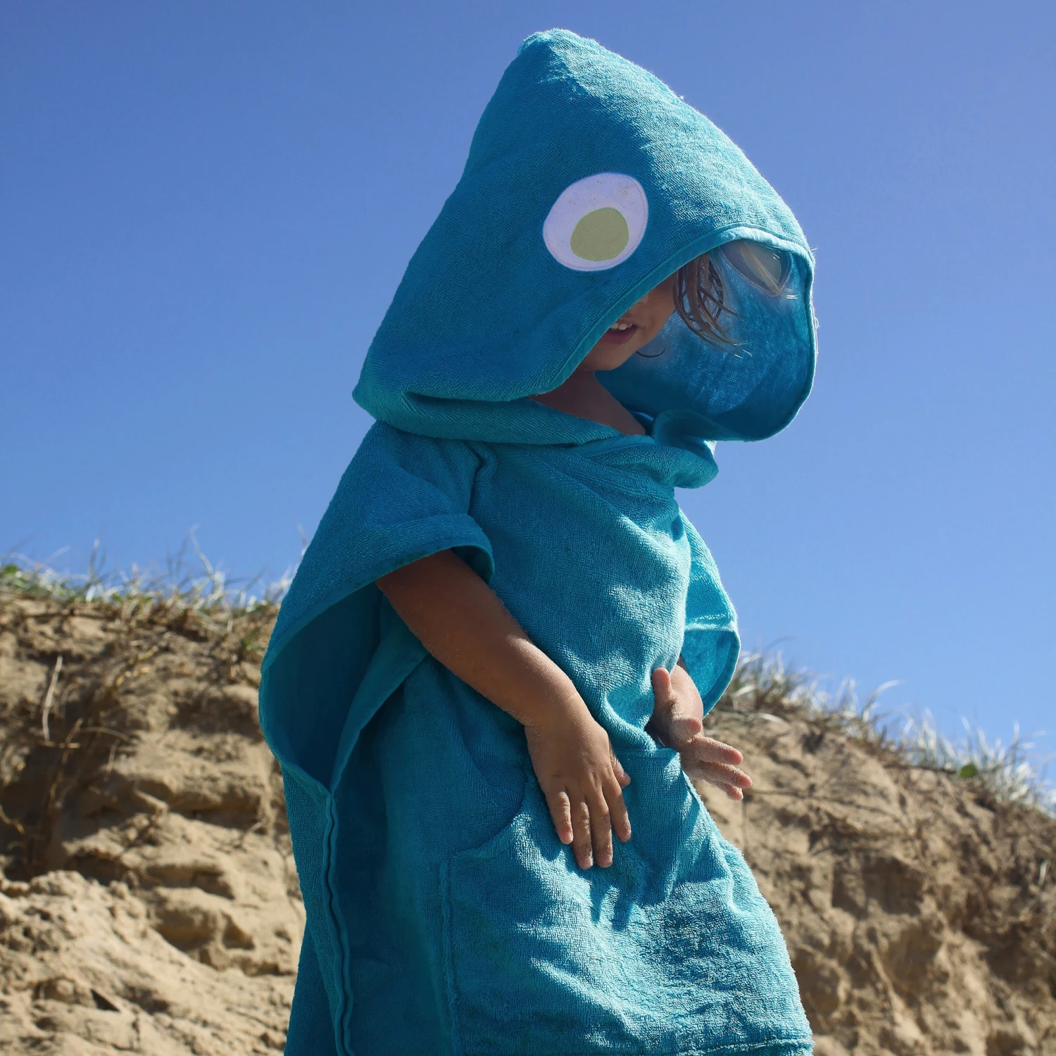 SunnyLife Kids Shark Tribe Hooded Beach Towel In Blue 6 SunnyLife Kids Shark Tribe Hooded Beach Towel In Blue - Image 6