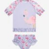 Girls Flamingo Rash Guard And Shorts (UPF50+) In Purple