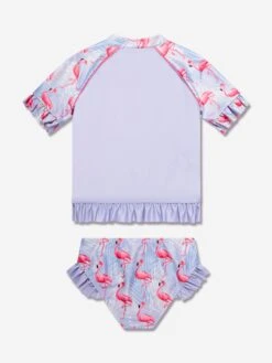 Girls Flamingo Rash Guard And Shorts (UPF50+) In Purple -Childrens Clothing Store SOLS4020 707 BABY LANVENDER 2