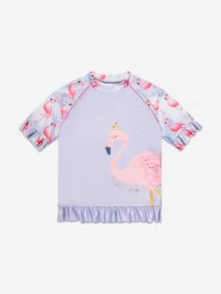 Girls Flamingo Rash Guard And Shorts (UPF50+) In Purple -Childrens Clothing Store SOLS4020 707 BABY LANVENDER 3