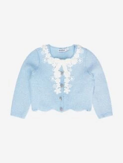 SELF PORTRAIT Girls Sequin Knit Cardigan In Blue