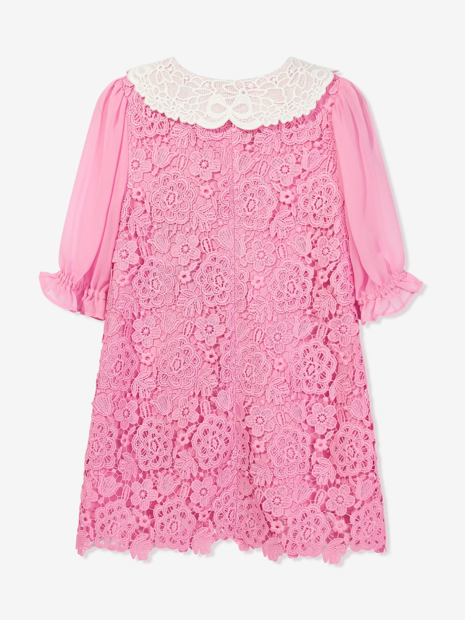 SELF PORTRAIT Girls Lace Collar Dress In Pink 2 SELF PORTRAIT Girls Lace Collar Dress In Pink - Image 2