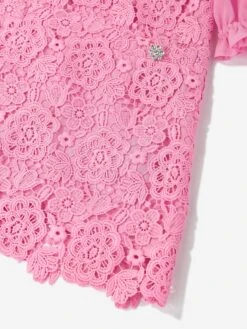 SELF PORTRAIT Girls Lace Collar Dress In Pink 7 SELF PORTRAIT Girls Lace Collar Dress In Pink -Childrens Clothing Store SPOS4024 PINK 4