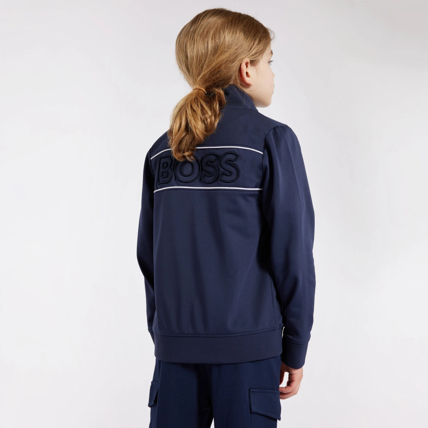 Boss Boys Zip Up Track Jacket In Navy 2 Boss Boys Zip Up Track Jacket In Navy - Image 2