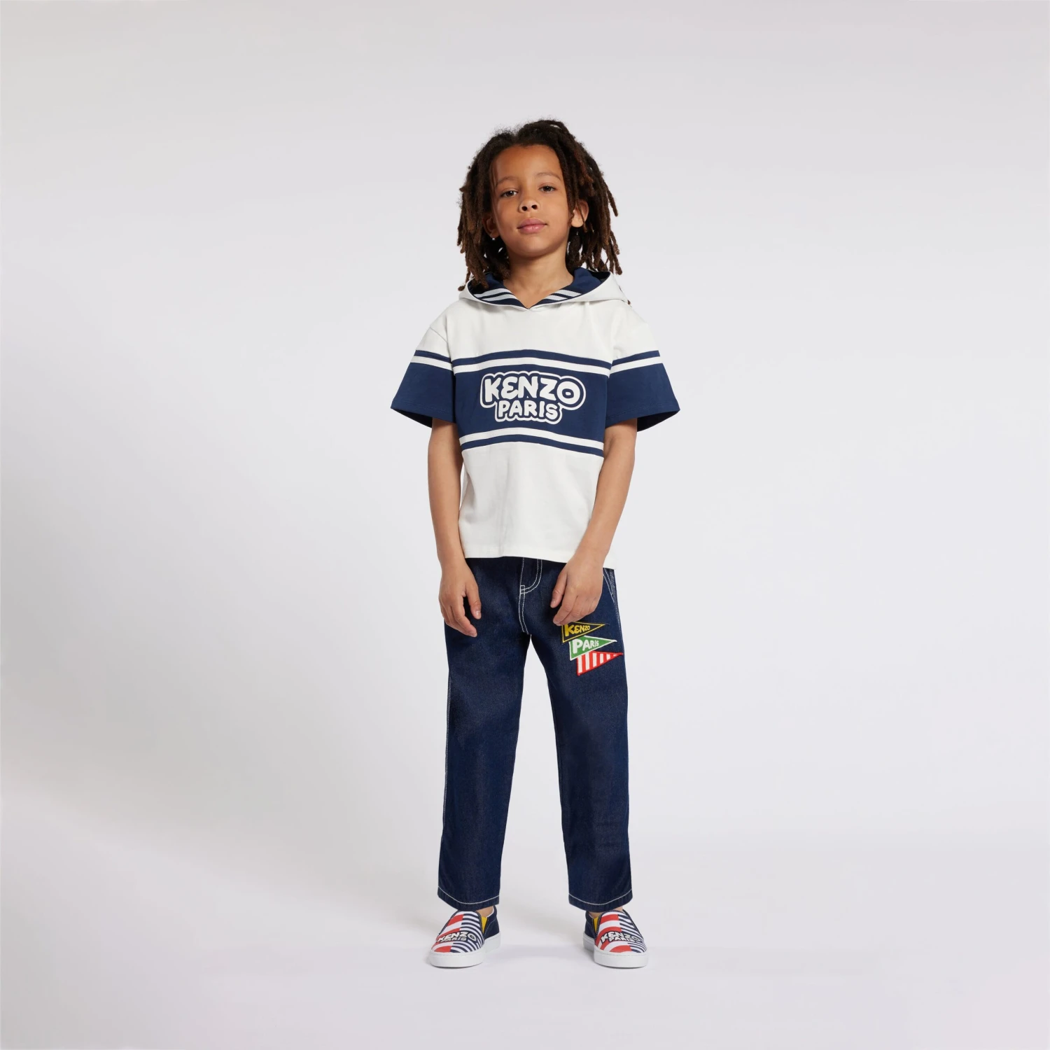 Kenzo Kids Boys Hooded Logo T-Shirt In Ivory 2 Kenzo Kids Boys Hooded Logo T-Shirt In Ivory - Image 2